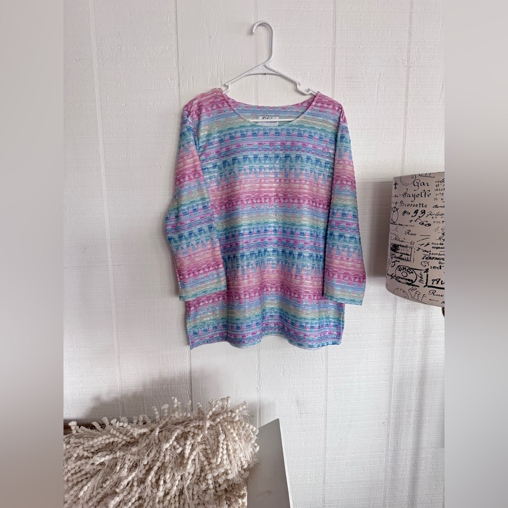 Alfred Dunner size xl Pastel Multicolor Striped Knit Top